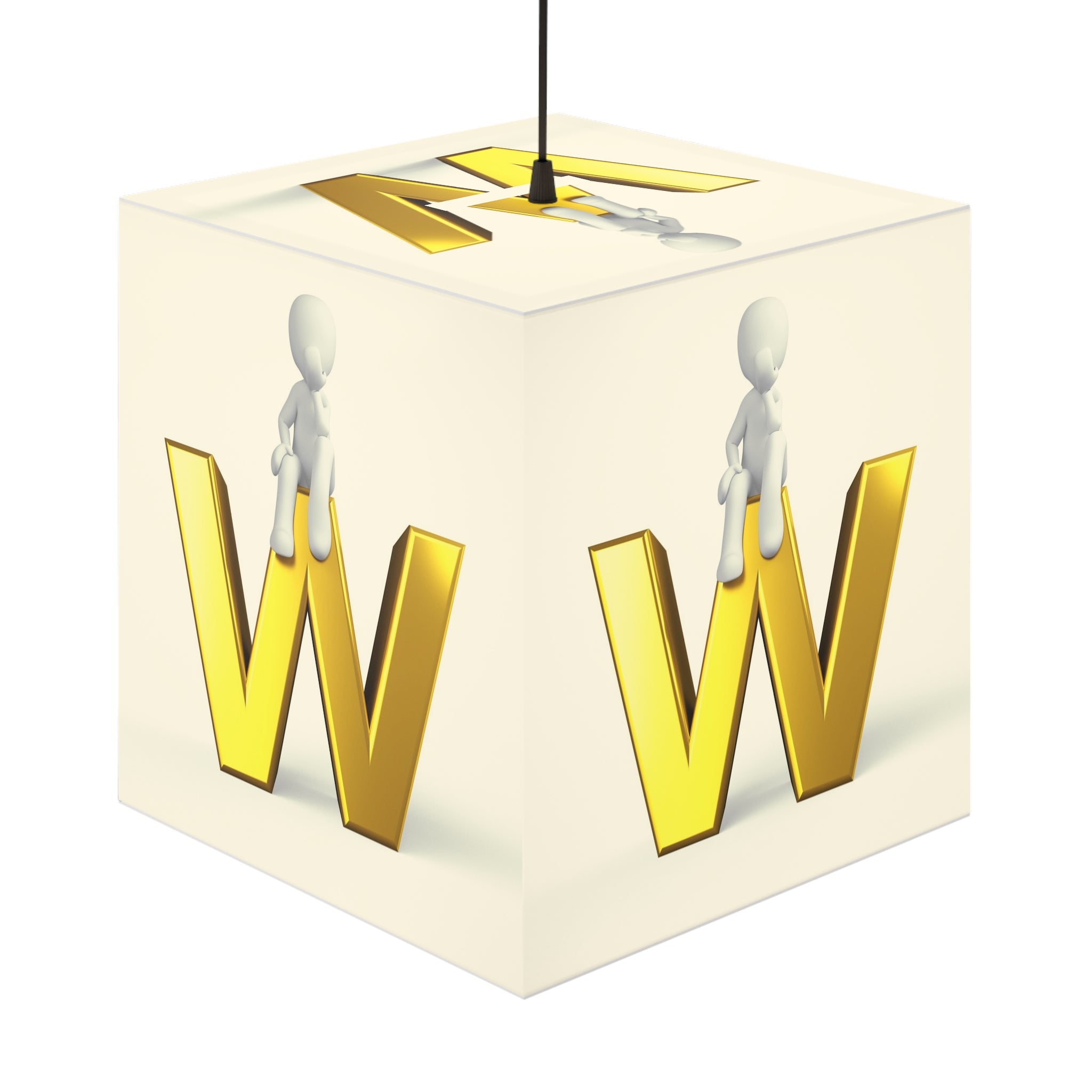 3D Gold Letter W Light Cube Lamp | Modern Alphabet Nightlight
