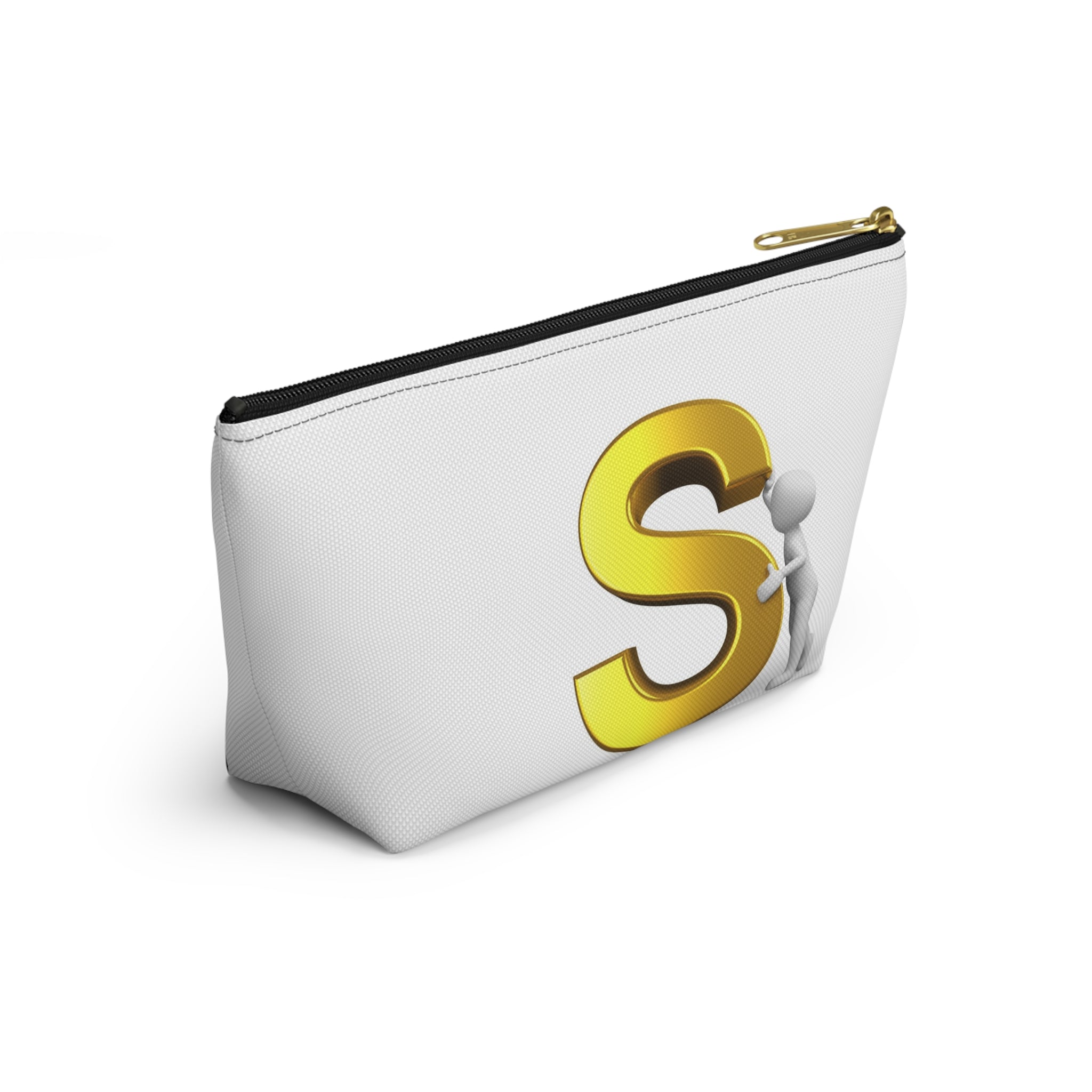 Gold Letter S Monogram Accessory Pouch