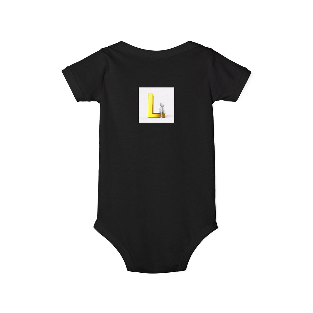 Yellow Block Letter L with Little Lamb Infant Onesie