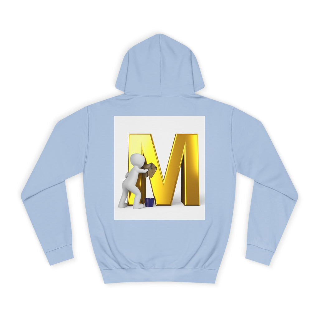 Gold Letter M with Figure Hoodie | Monogram Initial M Sweatshirt