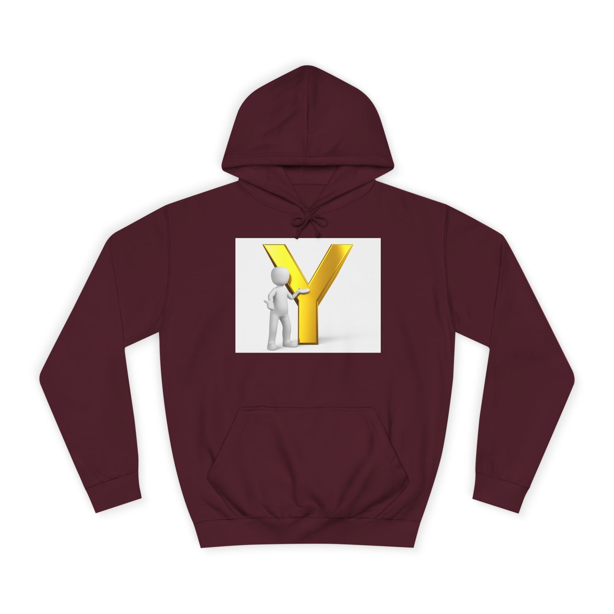 Sweat à capuche lettre Y en or 3D avec figurine | Monogramme initial