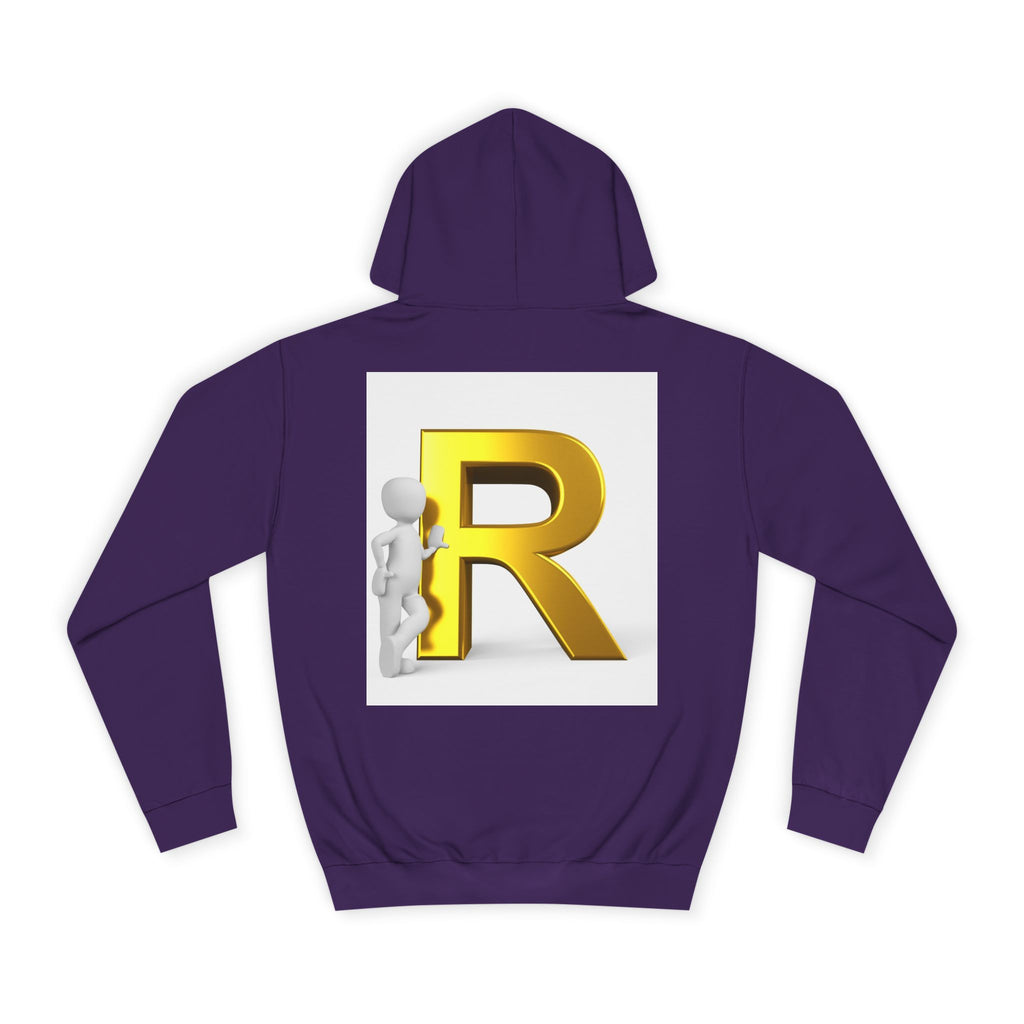 Gold Letter R Hoodie | 3D Character Leaning on R