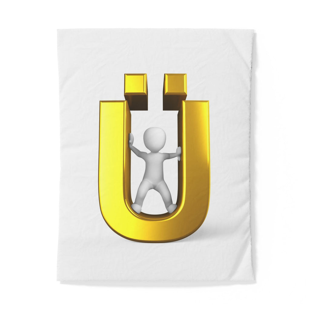 3D Gold Ü Letter Illustration Cotton Duvet Cover | Alphabet Monogram