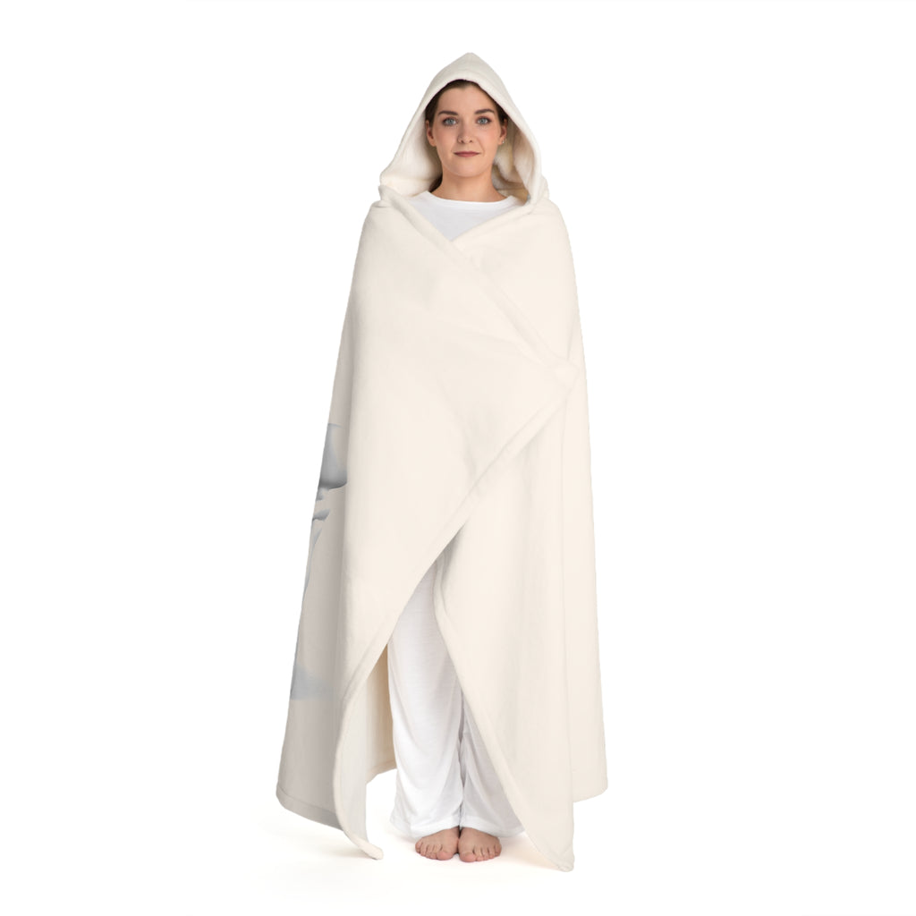 Cozy Hooded Sherpa Fleece Blanket | Gold Letter C With Figure