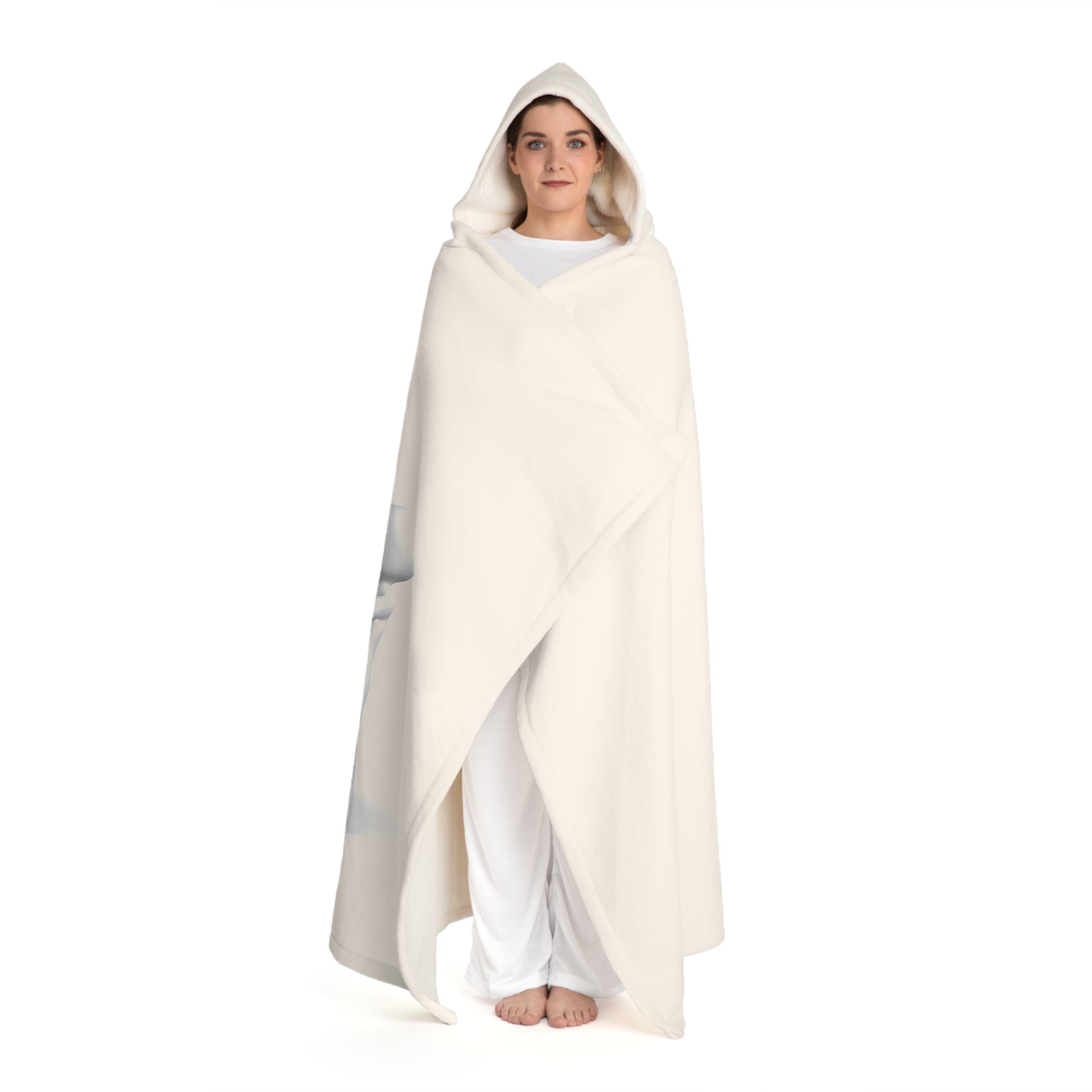 Cozy Hooded Sherpa Fleece Blanket | Gold Letter C With Figure