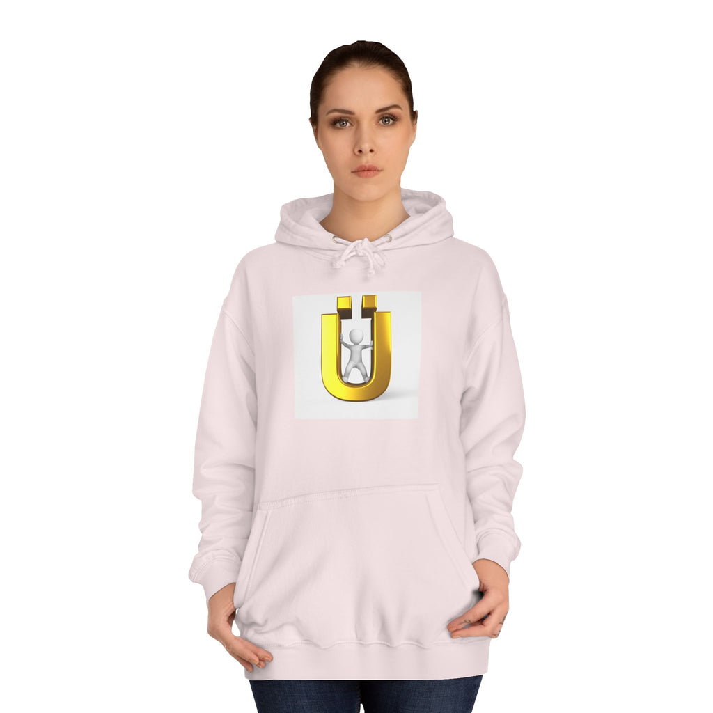 Gold Ü Letter Logo Hoodie | 3D Person Initial U Sweatshirt