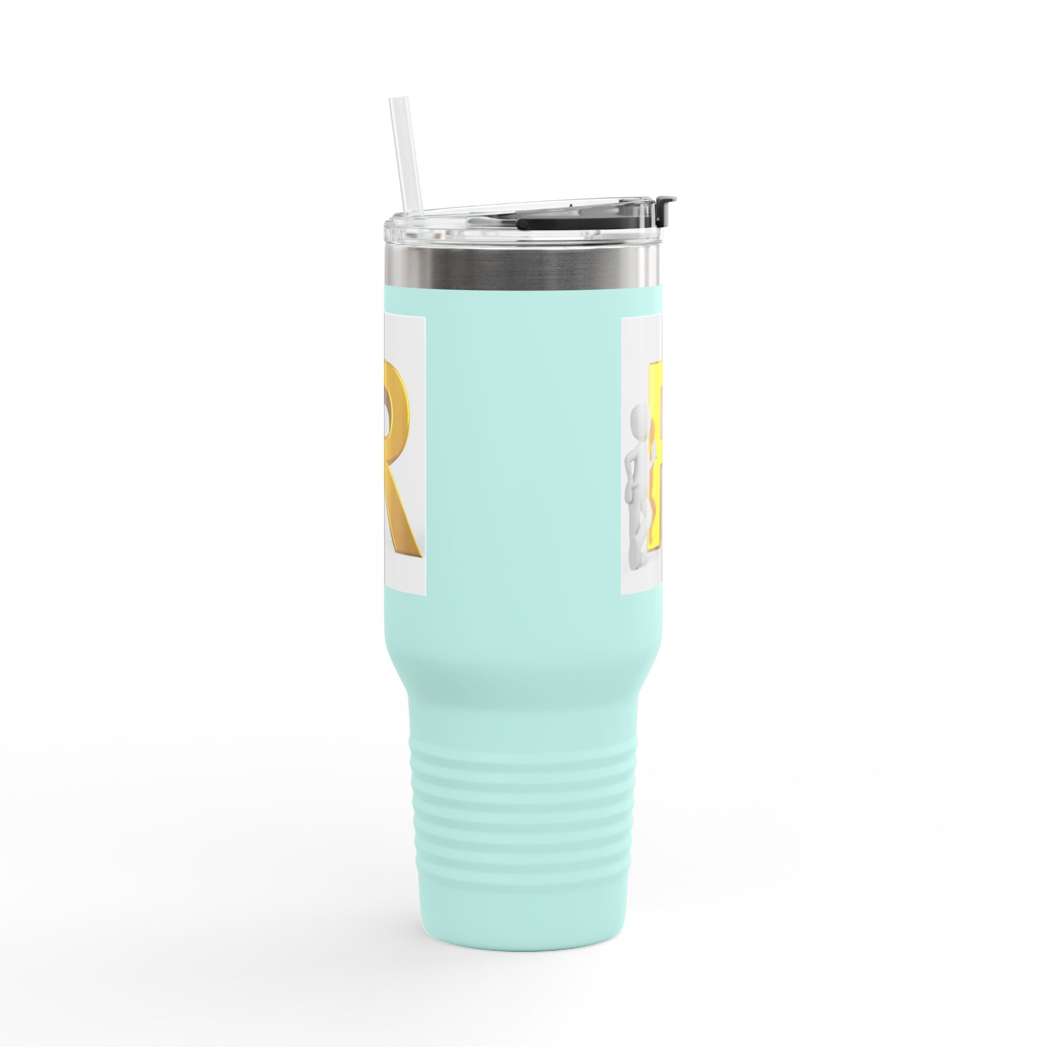 Mug de voyage isotherme avec initiale R en 3D doré | 1,18 L