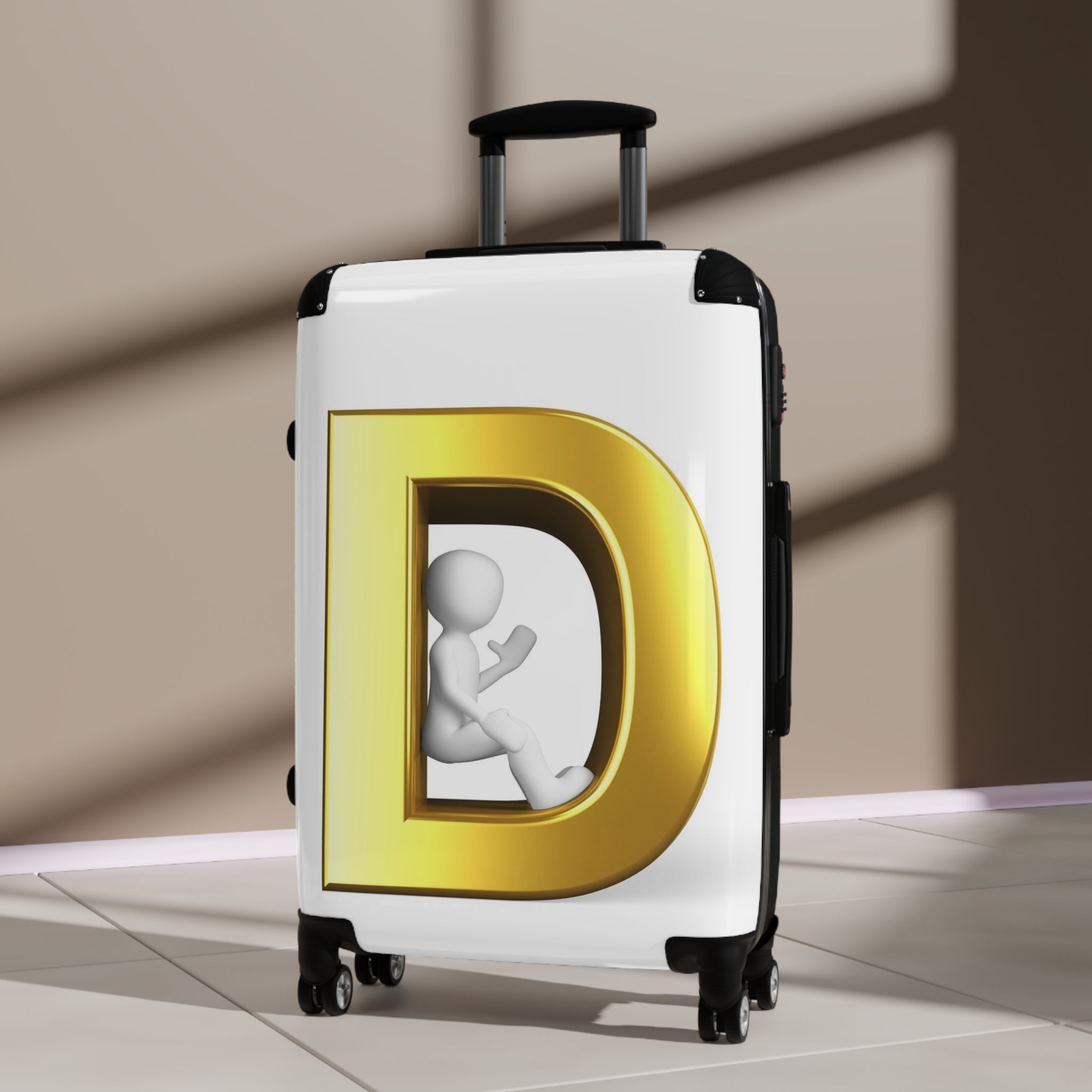 Gold Letter D Monogram Suitcase | Personalized Initial Luggage Cover