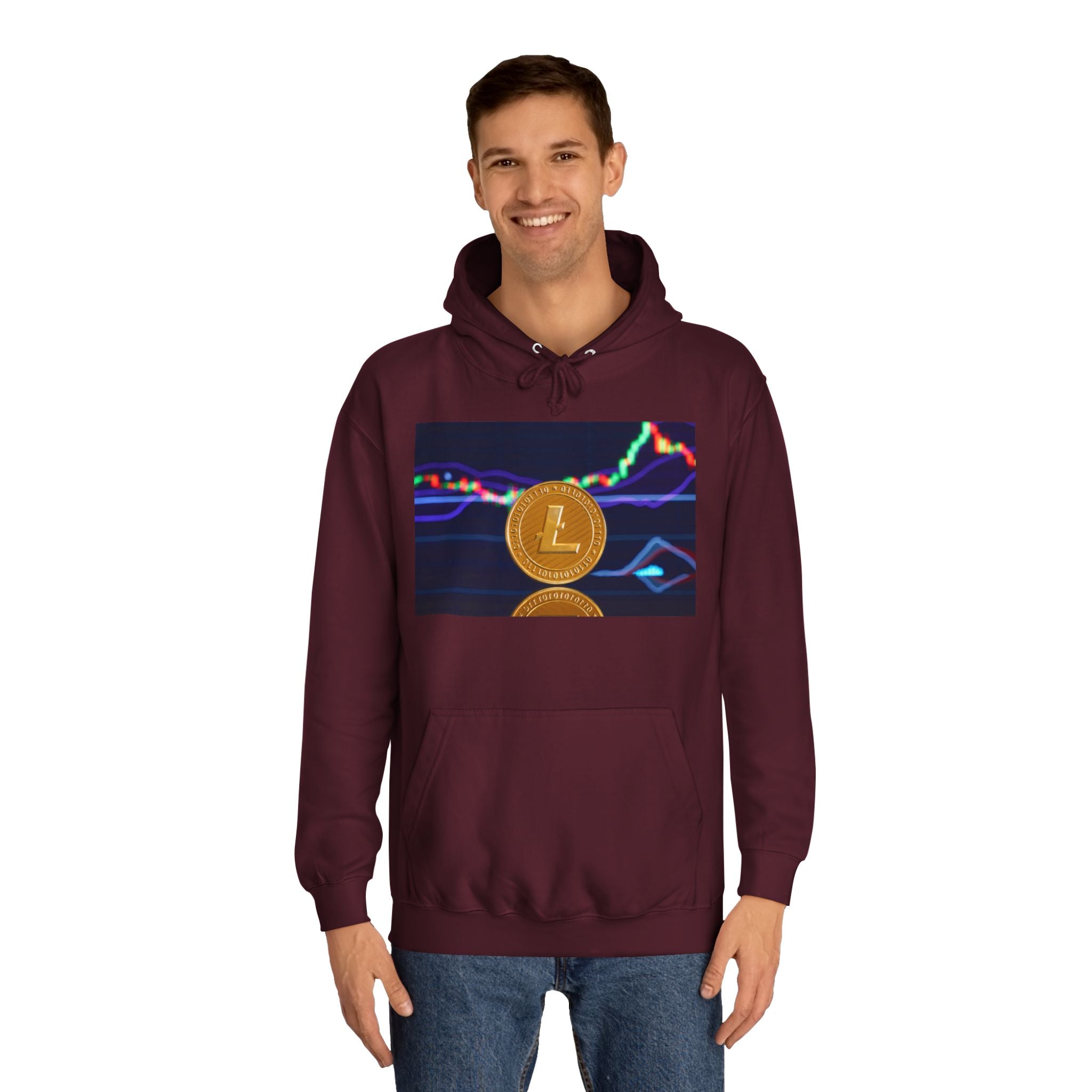 Litecoin Coin Graphic Hoodie | Crypto Chart Design, Digital Currency Apparel