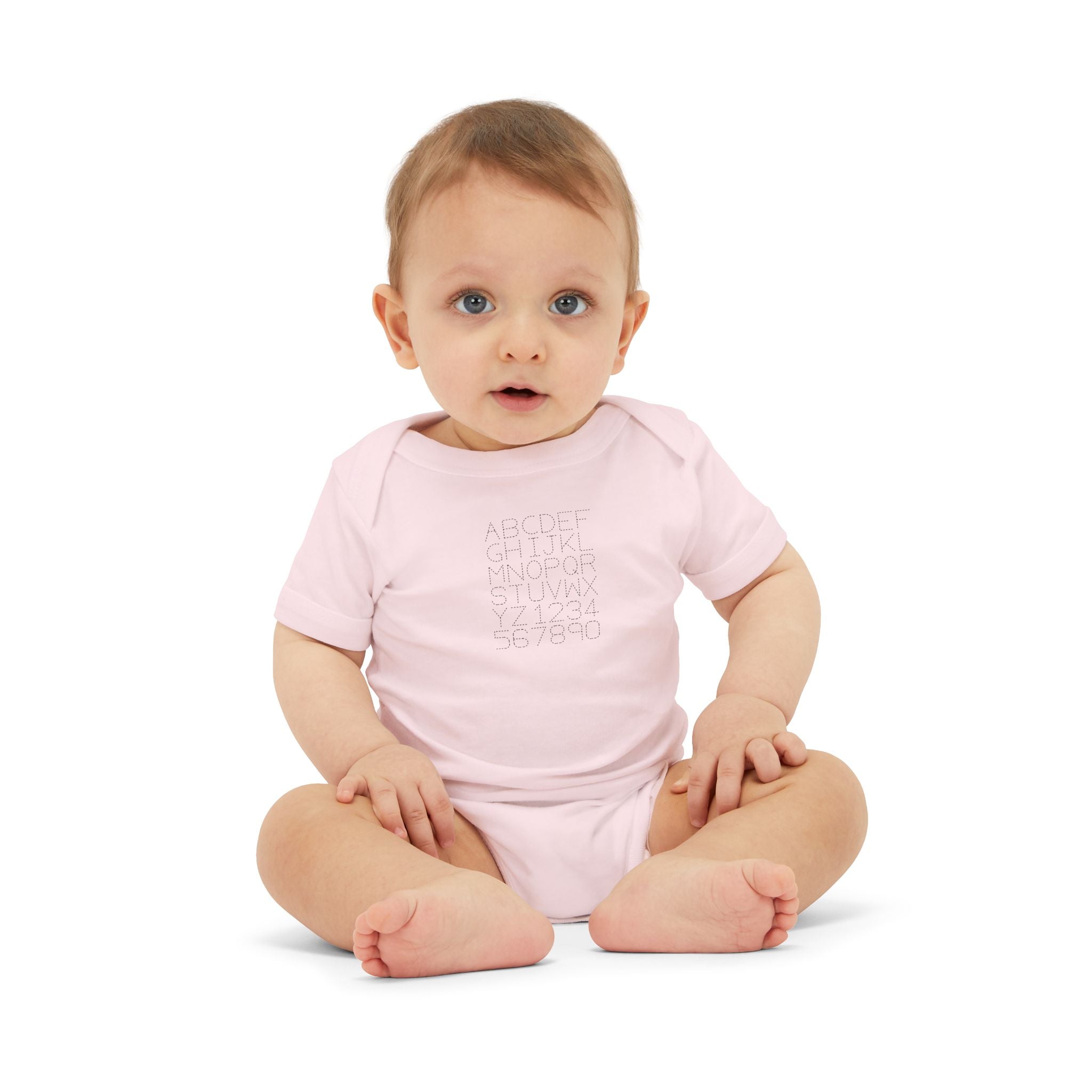 Minimal Dotted Alphabet Infant Onesie | Plain Baby Bodysuit