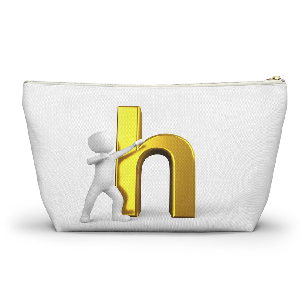 3D Person Pushing Gold Letter H Accessory Pouch