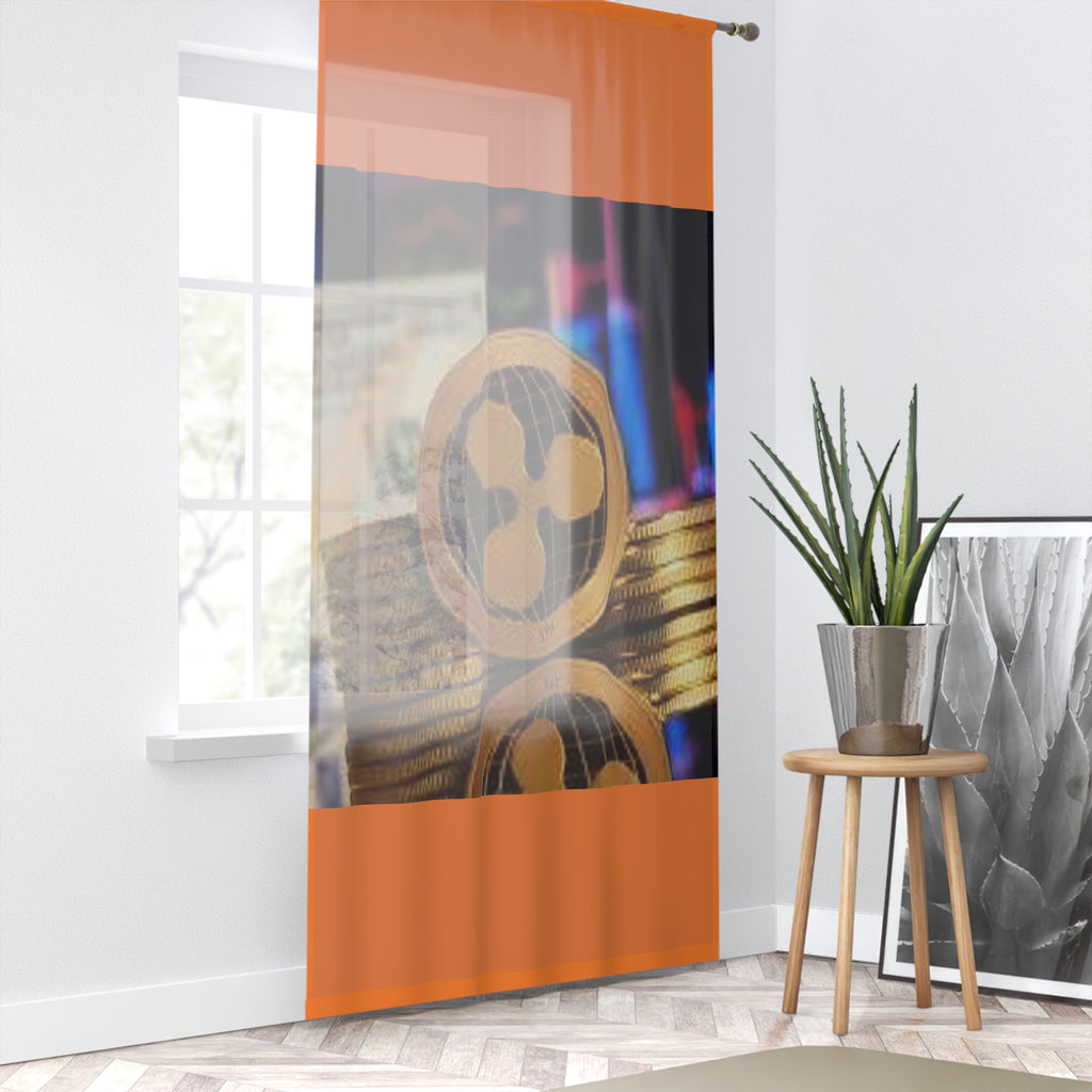 Ripple Crypto Coin Window Curtain | Cryptocurrency Stacked Coins Print