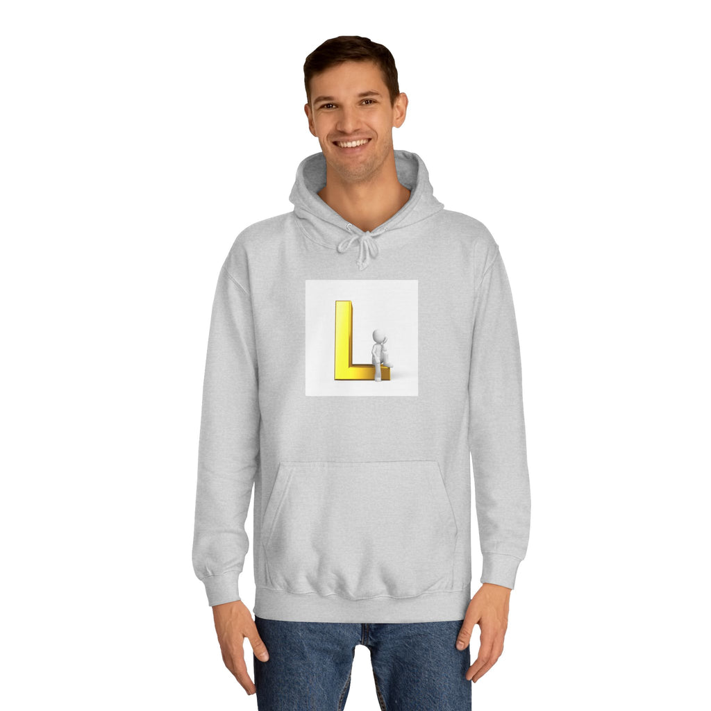 3D Letter L with Figure Hoodie | Initial L Sweatshirt