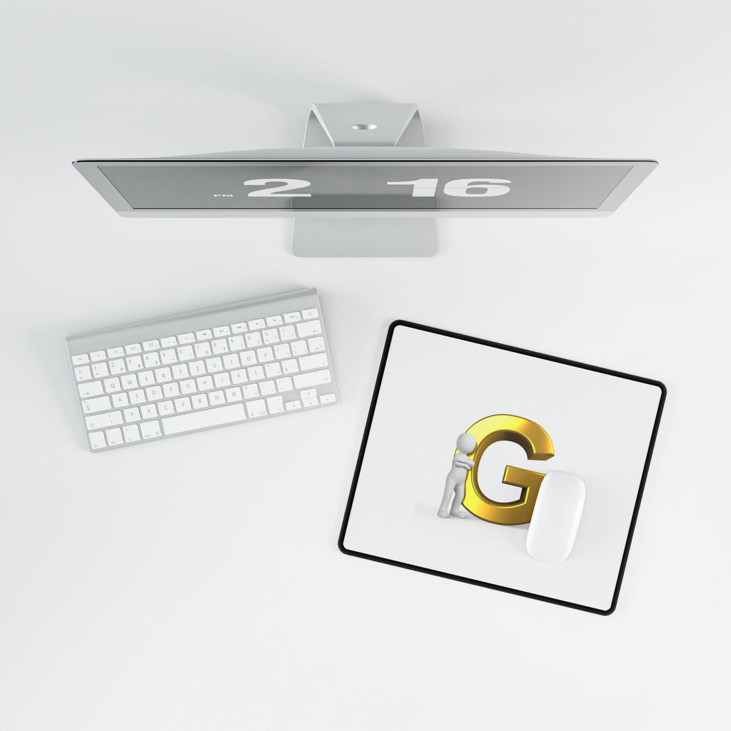 Gold G Letter Desk Mat | Initial G Desk Mat, Monogram Mouse Pad