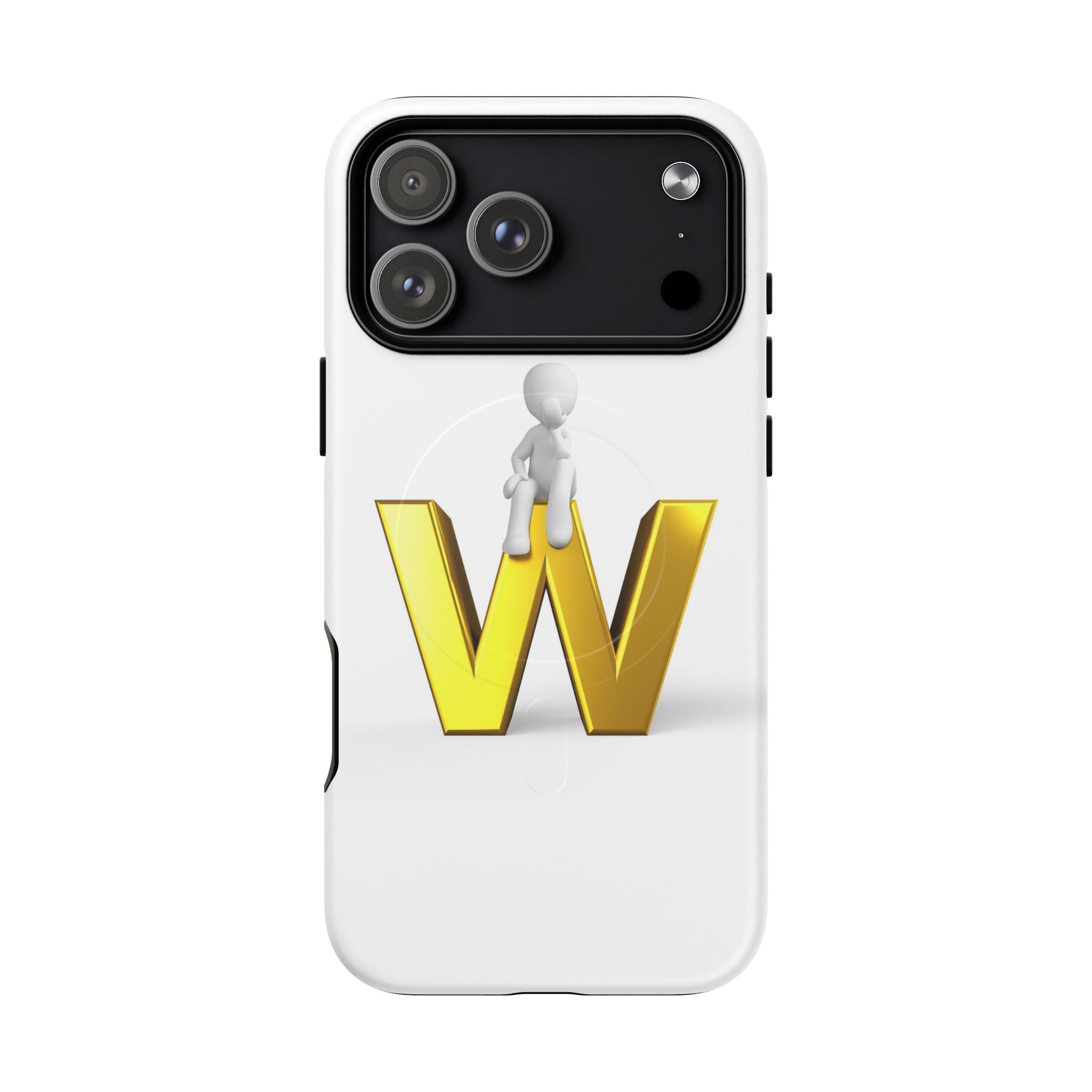 Coque de téléphone magnétique robuste avec figurine 3D sur fond doré