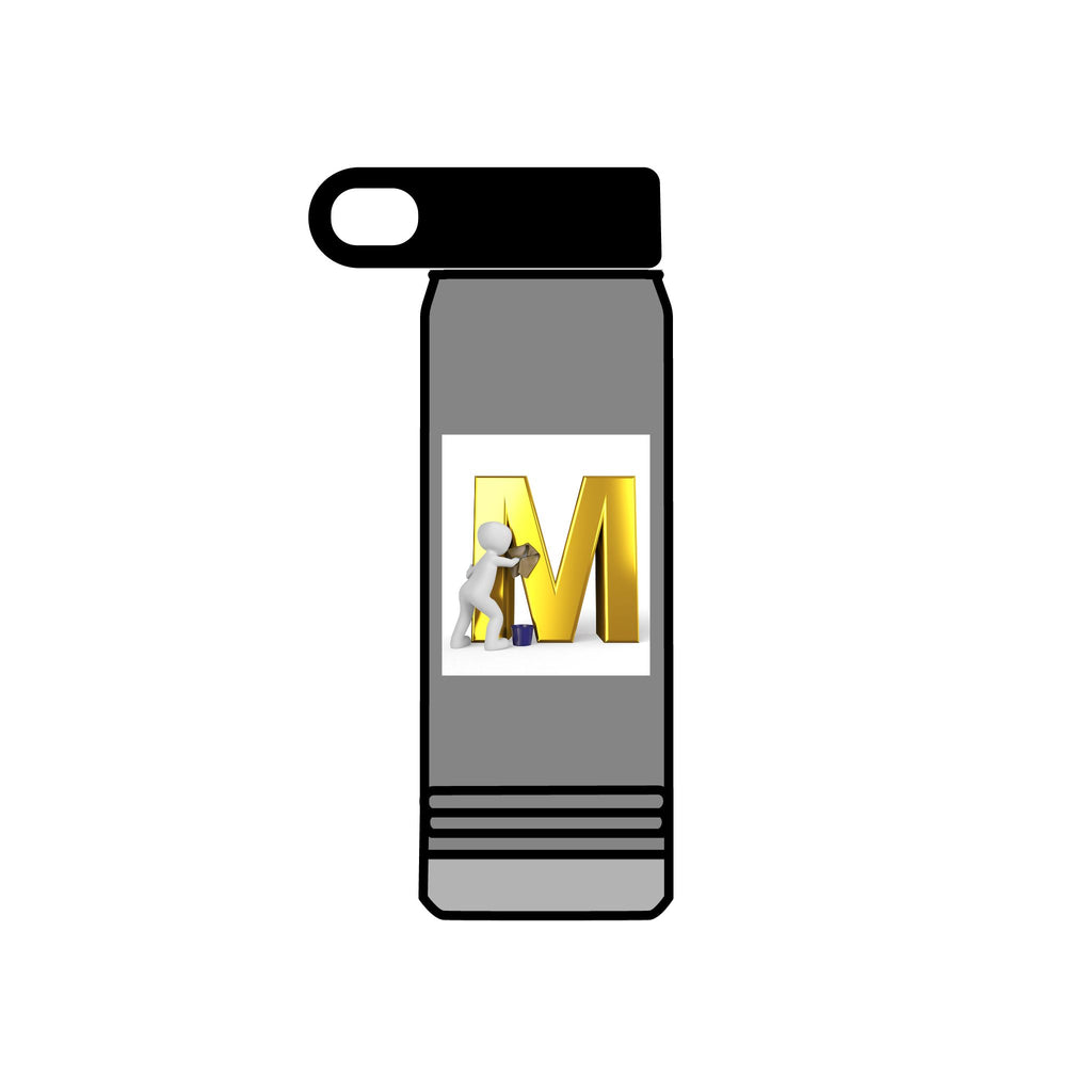 3D Worker with Gold Letter M Water Bottle | 20oz Slim Stainless Bottle