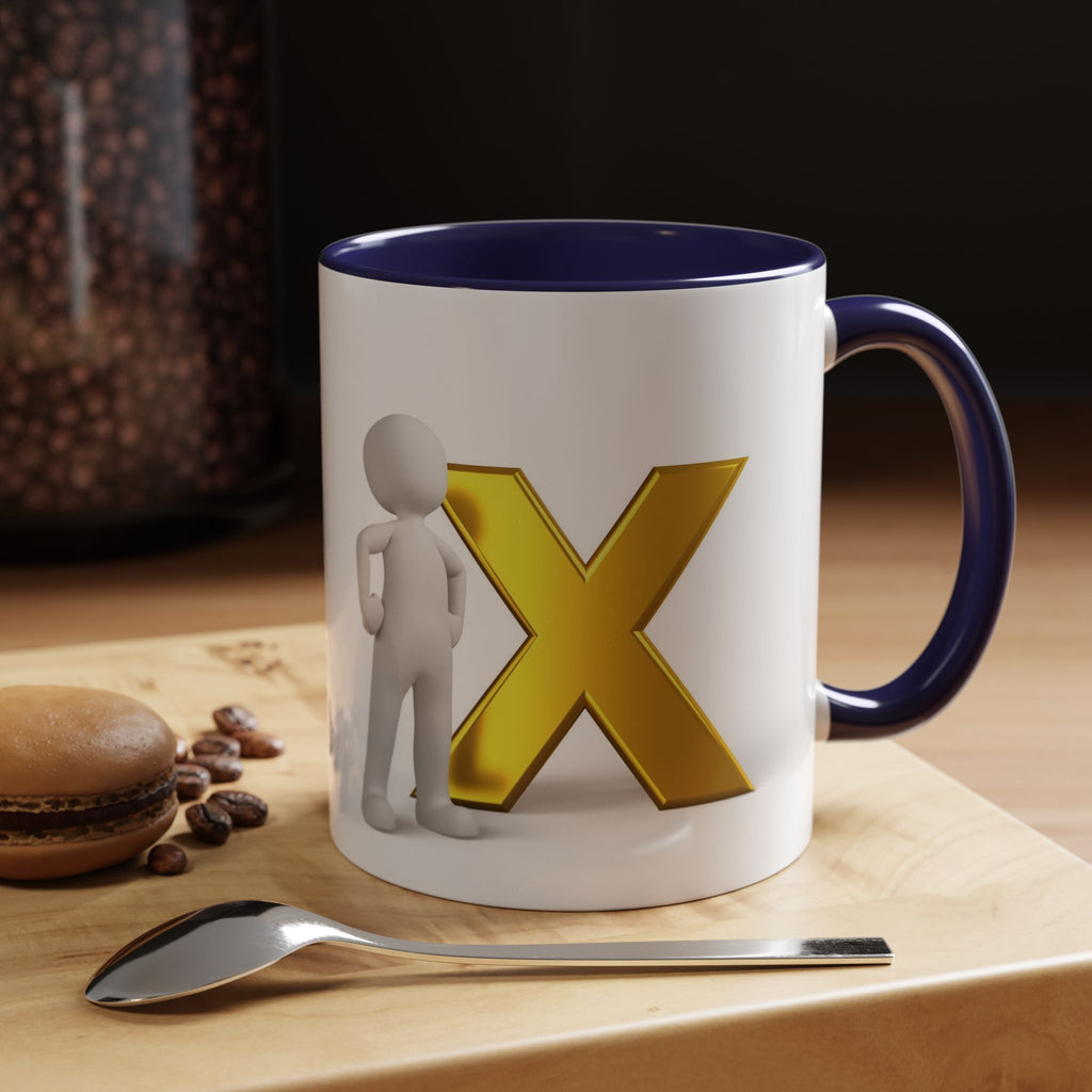 3D Gold X with Figure Mug | Accent Coffee Mug