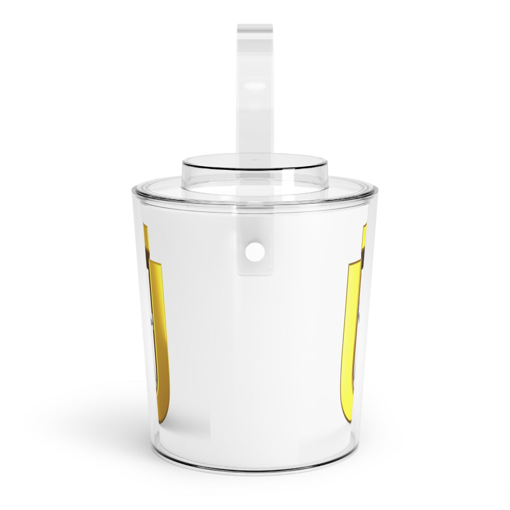 Gold Ü Letter Logo Ice Bucket with Tongs | Monogram Party Cooler