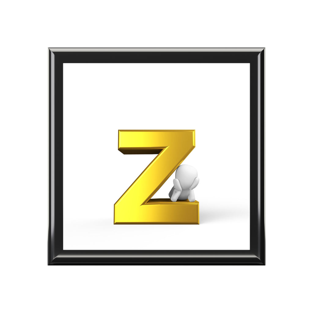 Gold Letter Z Initial Jewelry Box | Monogram Keepsake Box