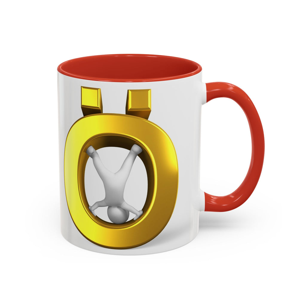 3D Gold Ö Letter Coffee Mug | Accent Handle, Black Interior