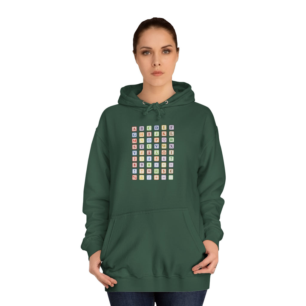 Alphabet Blocks Hoodie | Colorful Letter Grid, Back & Front Print