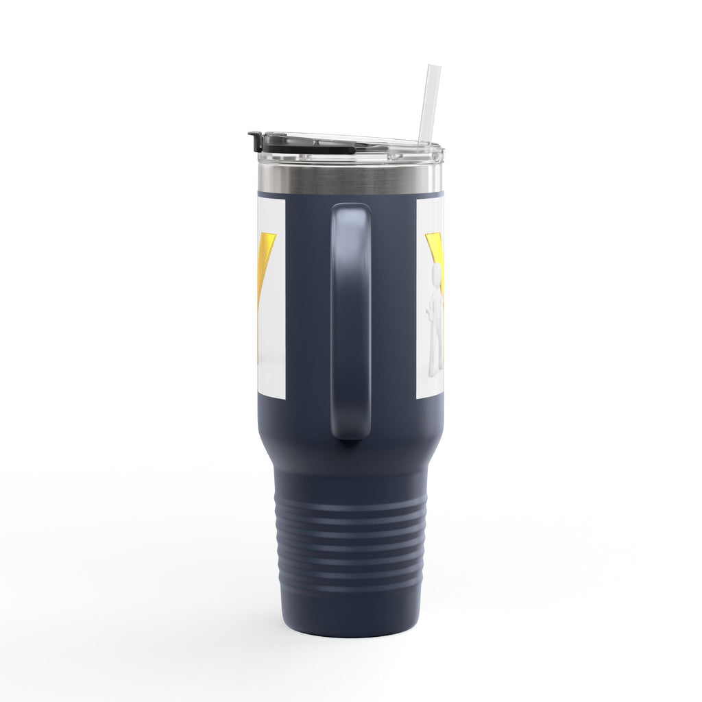 Yellow 3D Letter Y with Figure Travel Mug
