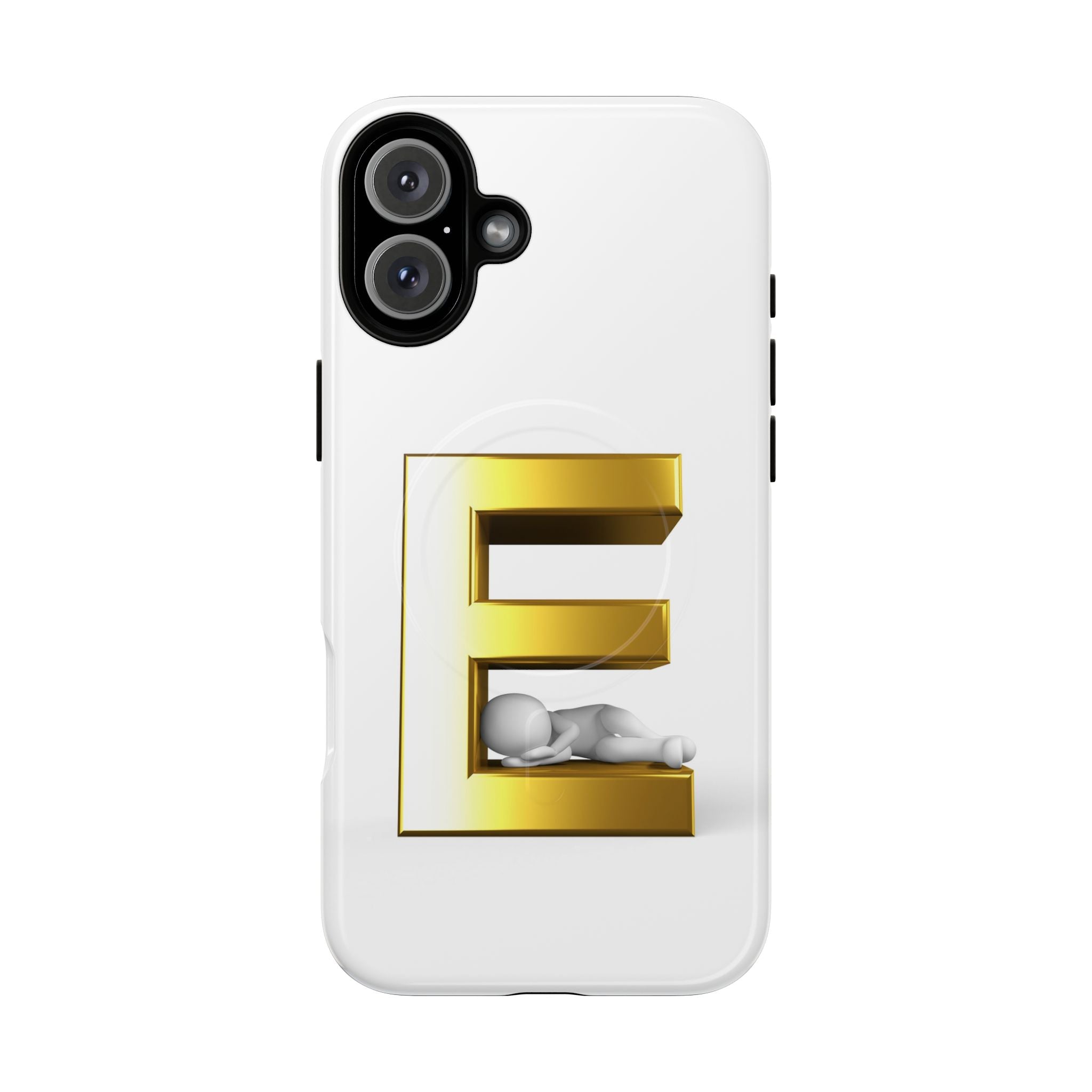 Coque de téléphone Monogramme Lettre E Dorée | Coque Magnétique Renforcée
