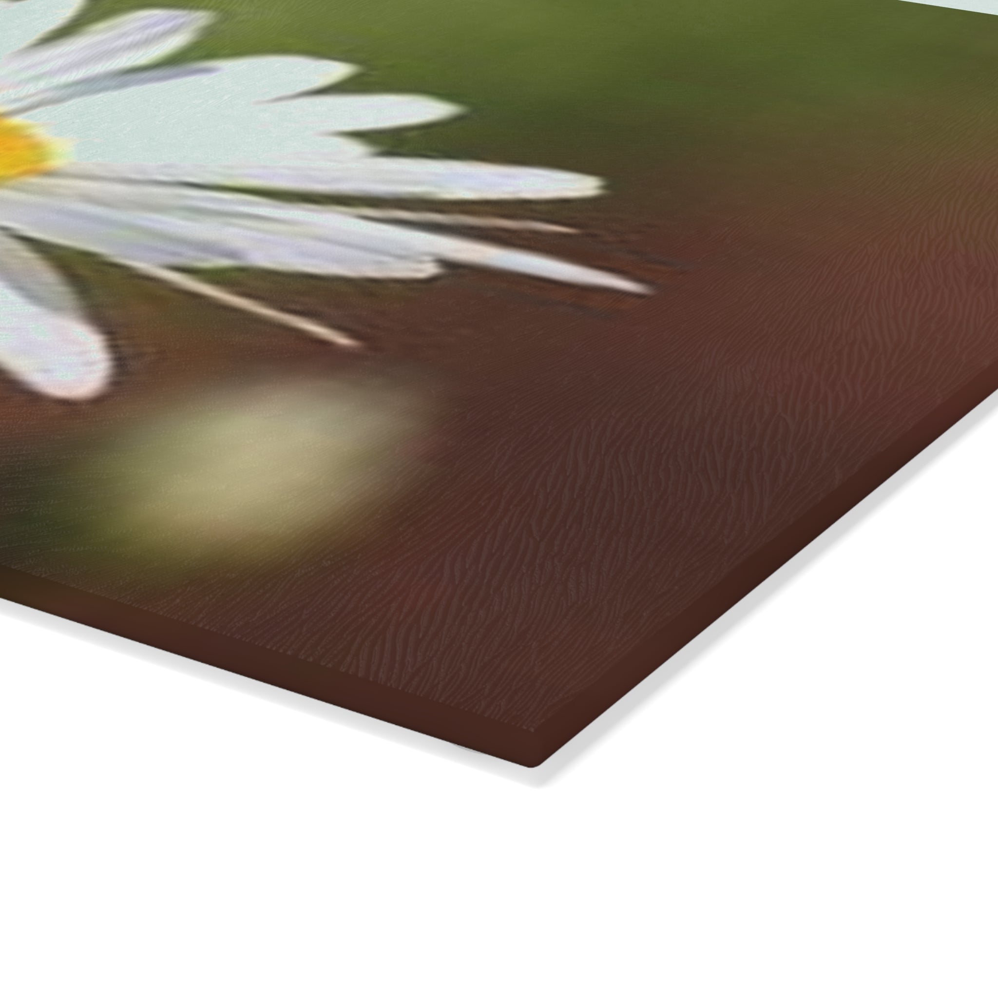 White Daisy Photograph Glass Cutting Board | Floral Kitchen Decor