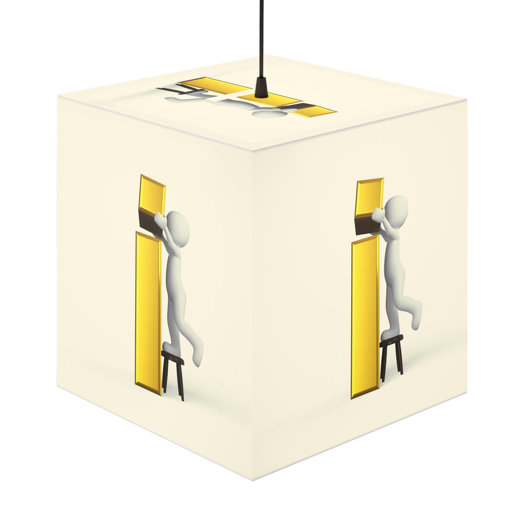 Stick Figure Building Letter i Light Cube Lamp | Minimal Typographic Nightlight