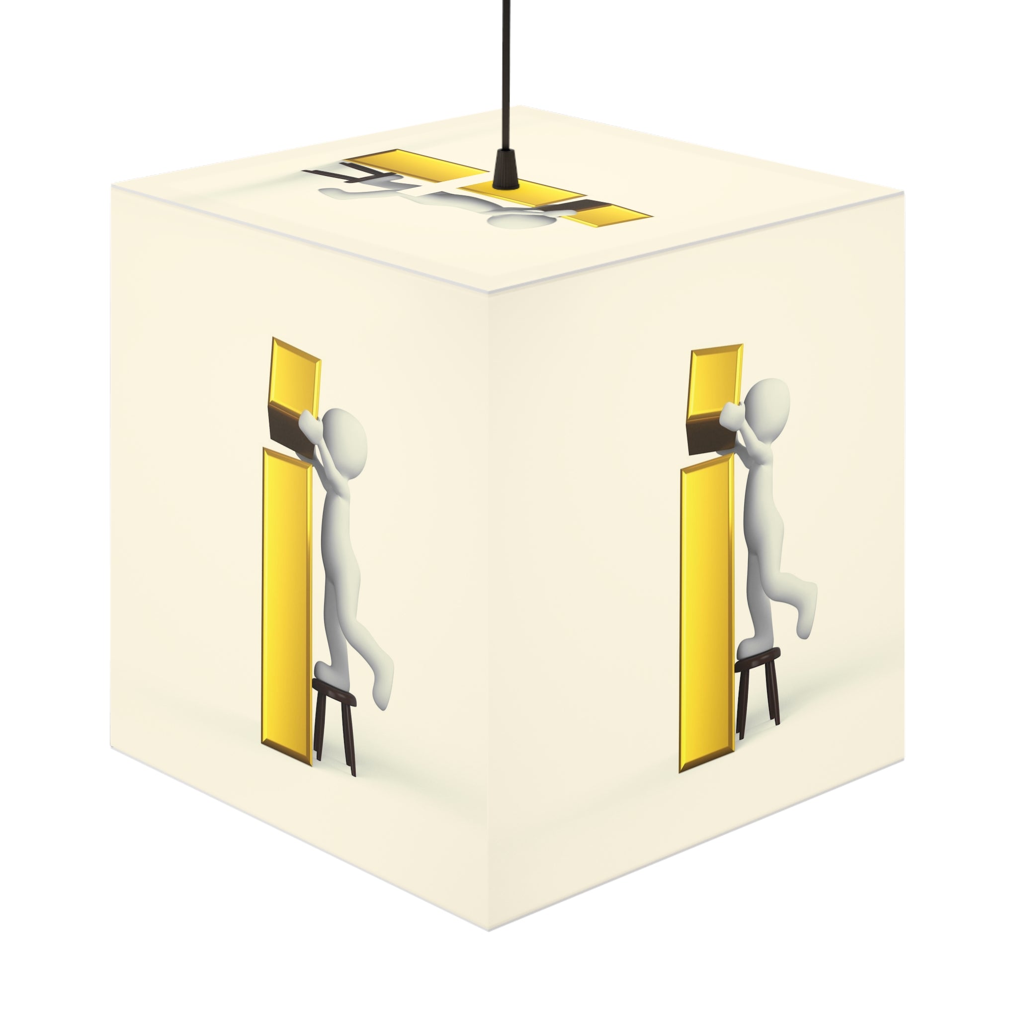 Stick Figure Building Letter i Light Cube Lamp | Minimal Typographic Nightlight