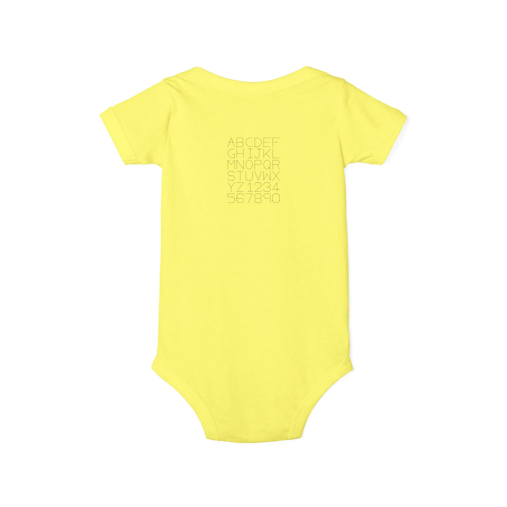 Minimal Dotted Alphabet Infant Onesie | Plain Baby Bodysuit
