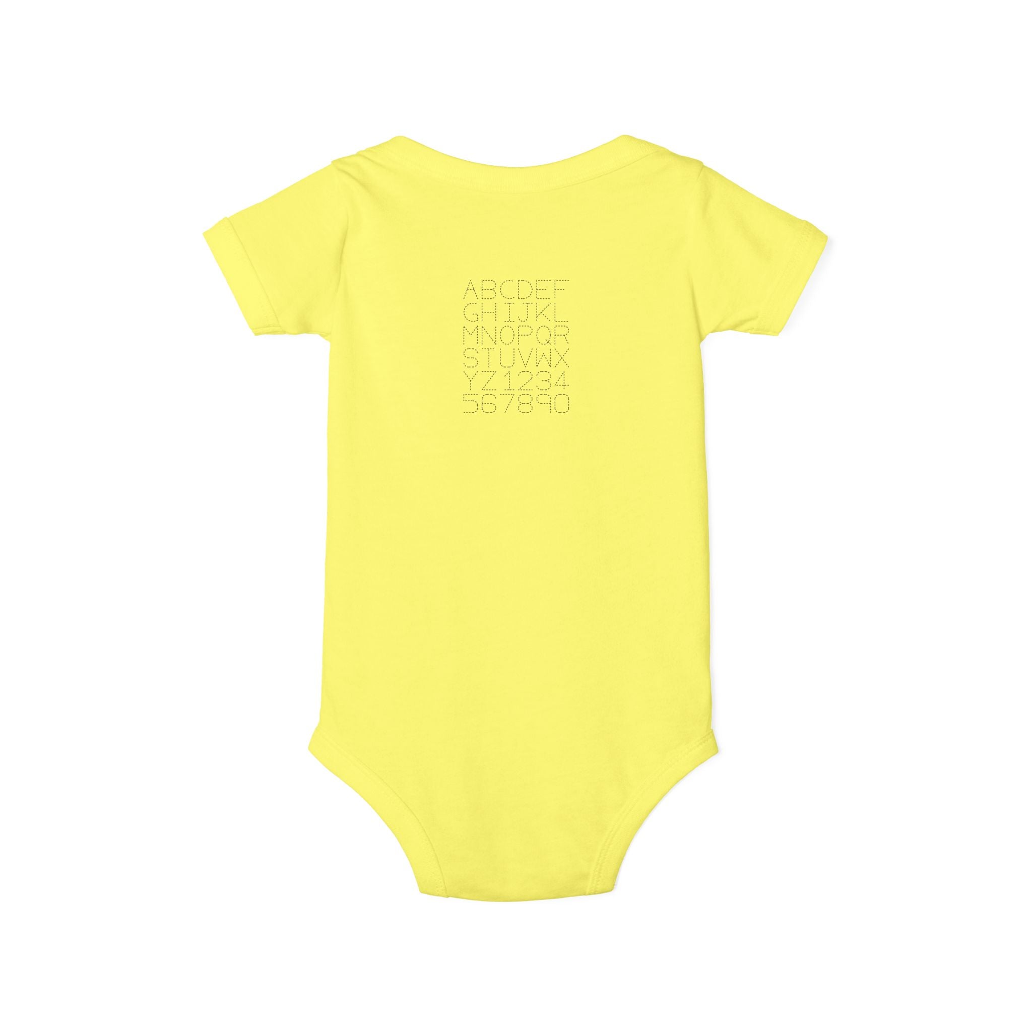Minimal Dotted Alphabet Infant Onesie | Plain Baby Bodysuit