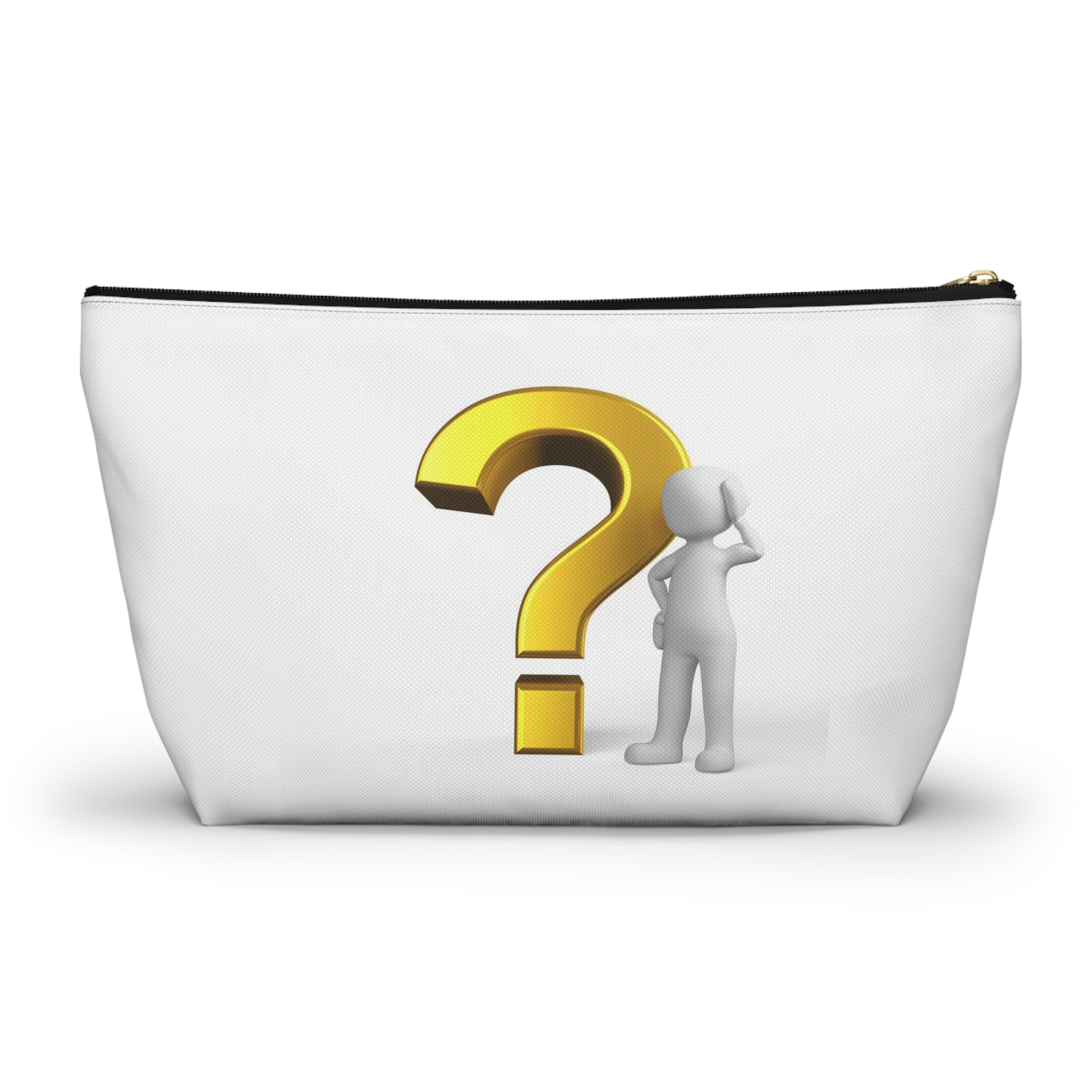 Gold Question Mark with Thinking Figure Accessory Pouch