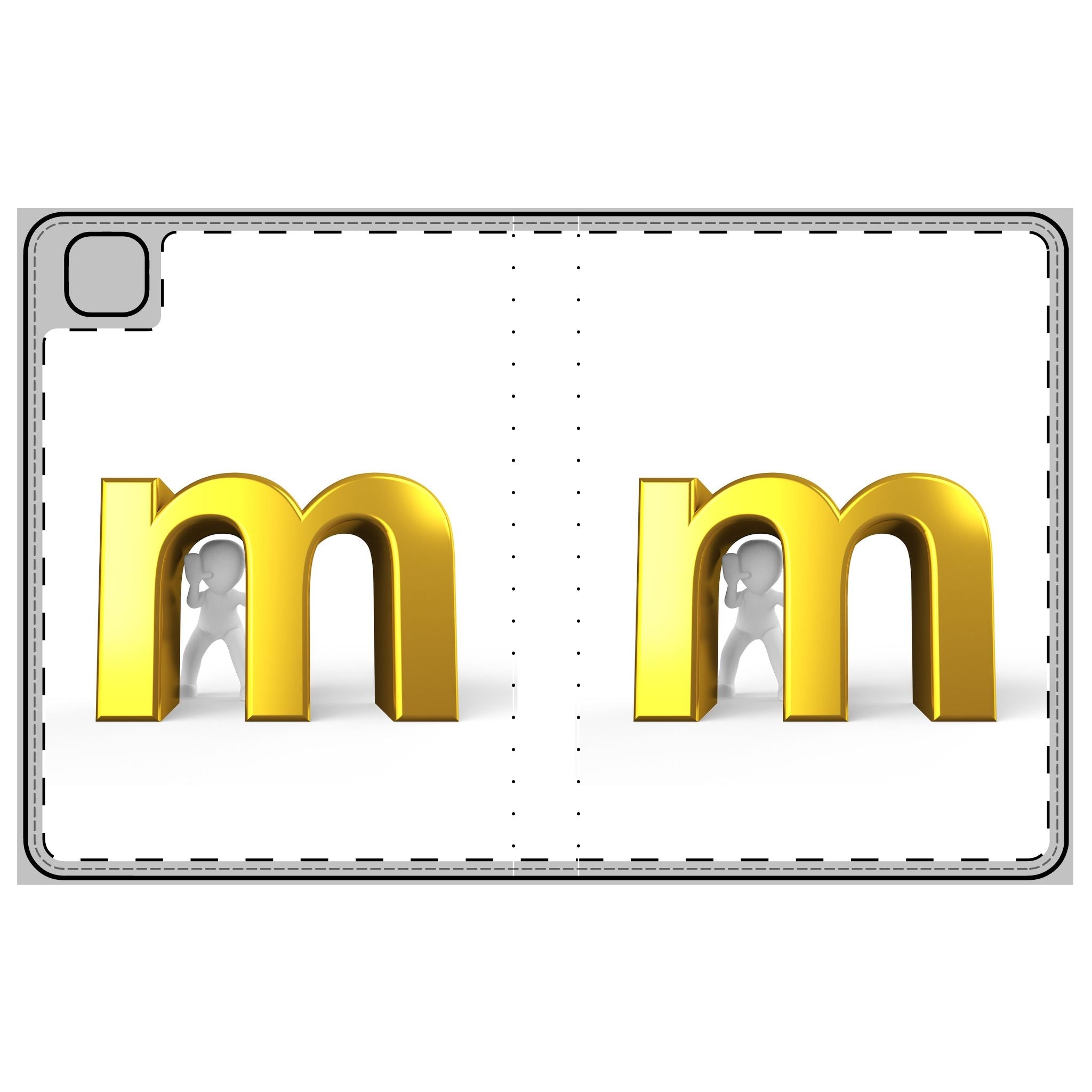 Étui Folio pour tablette Monogramme Lettre M Or | Housse de tablette initiale M