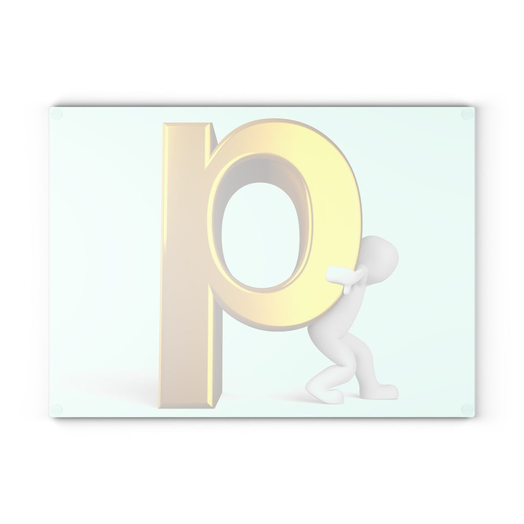 Gold Letter Q with Figure Glass Cutting Board | Decorative Kitchen Chopping Board