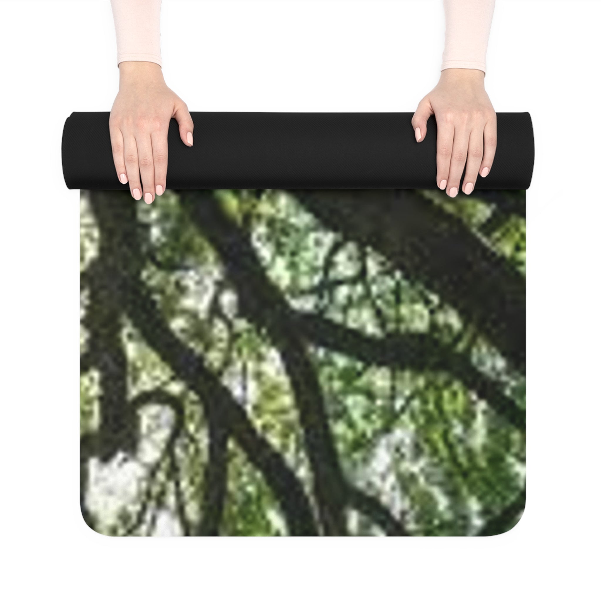 Sunlit Tree Canopy Rubber Yoga Mat | Forest Nature Photography