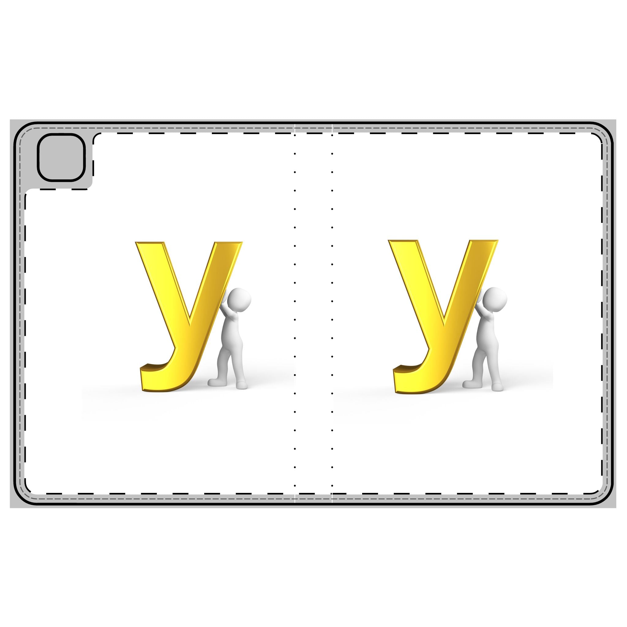 Yellow 3D Letter Y Tablet Folio Case | Monogram Initial Cover