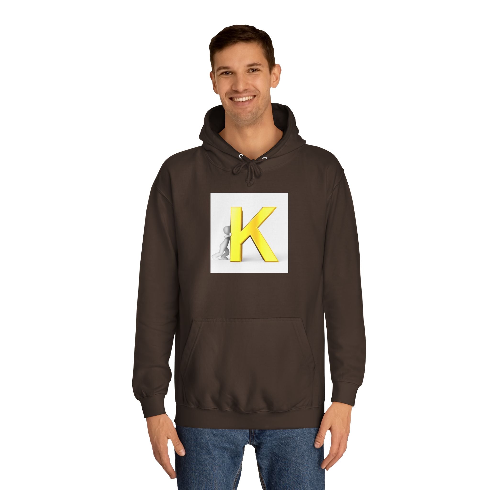 Yellow 3D Letter K hoodie | Initial Monogram, Alphabet Graphic