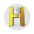 Gold Letter H with Climbing Figure Round Rug | Monogram Initial H Floor Mat