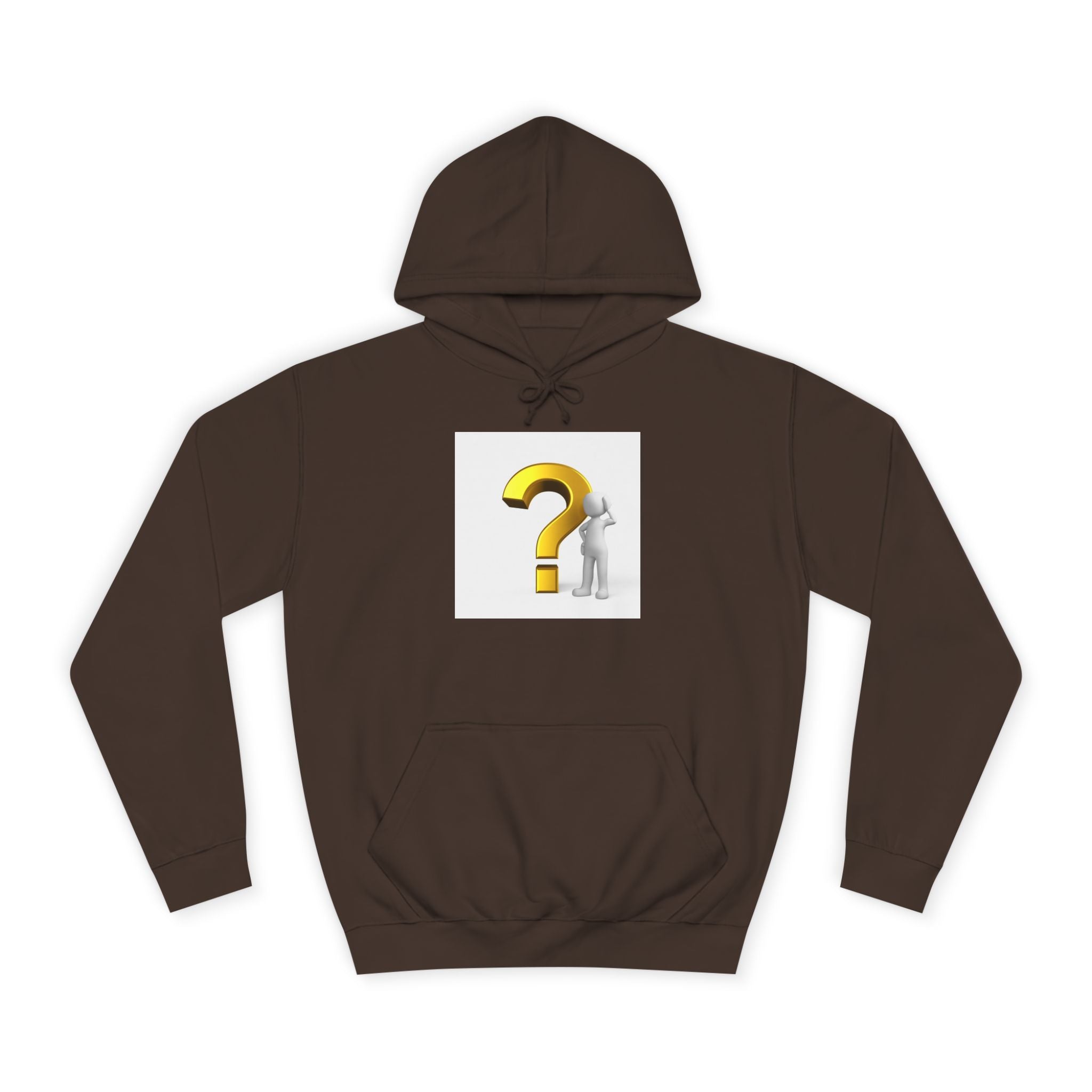 Gold Question Mark with Thinking Figure Hoodie | Mystery Design, Minimalist
