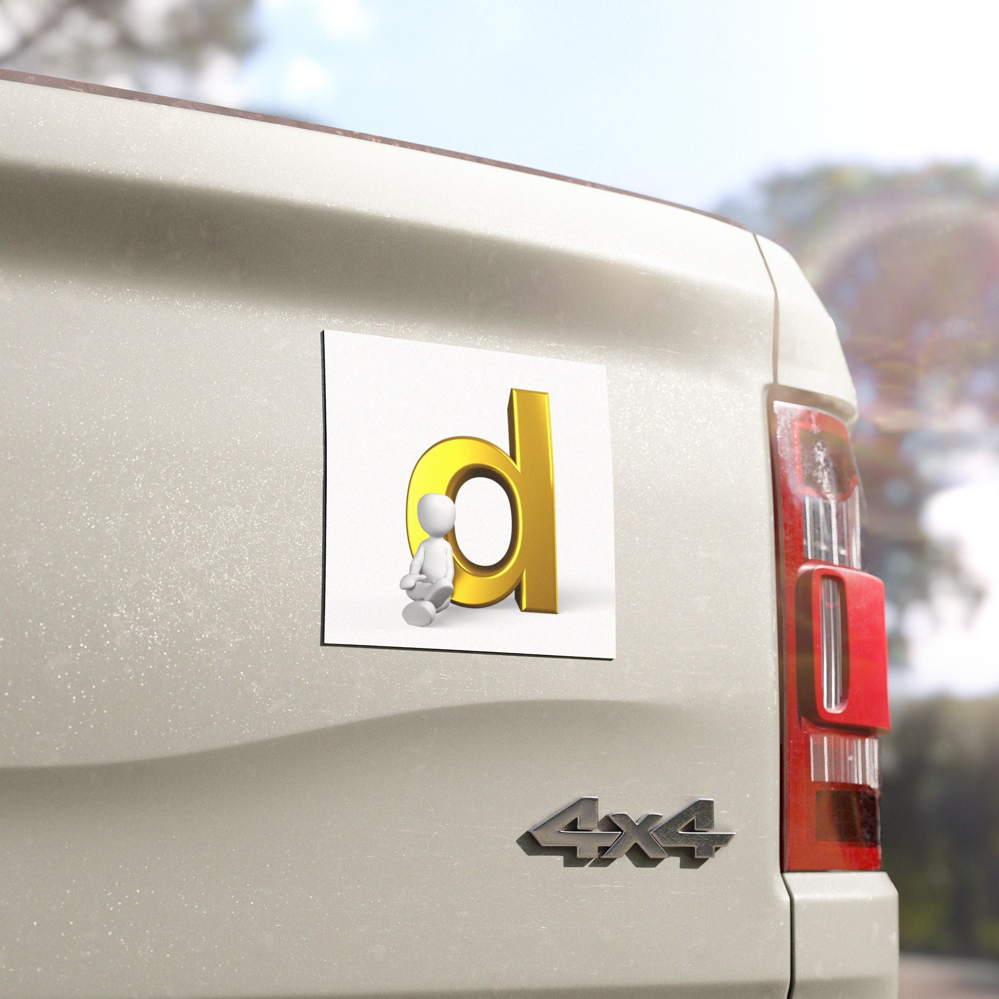 Gold Letter D with Sitting Figure car magnet | Alphabet Initial Magnet