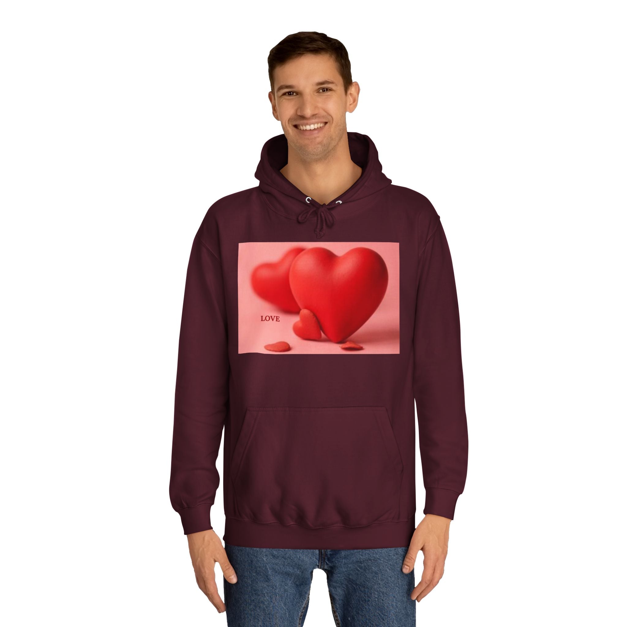 Cute 3D Heart Illustration Hoodie | Love Graphic Pullover