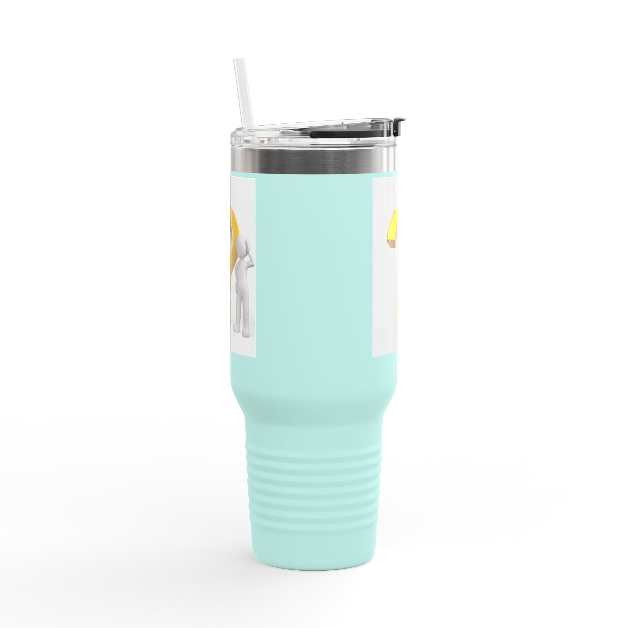 Mug de voyage illustré d'un point d'interrogation en or 3D | Gobelet isotherme de 40 oz