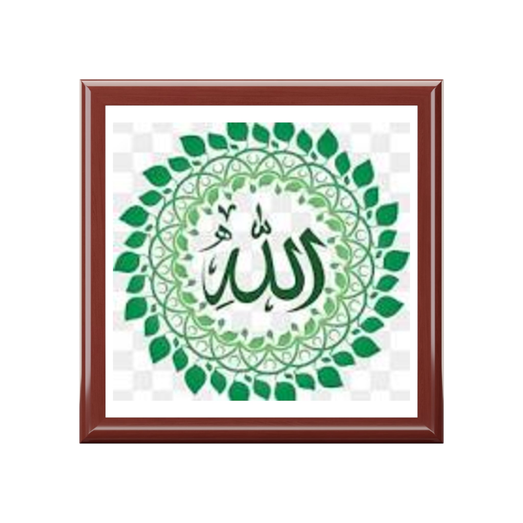 Boîte à bijoux calligraphie Allah | Boîte à bibelots islamique feuille Mandala