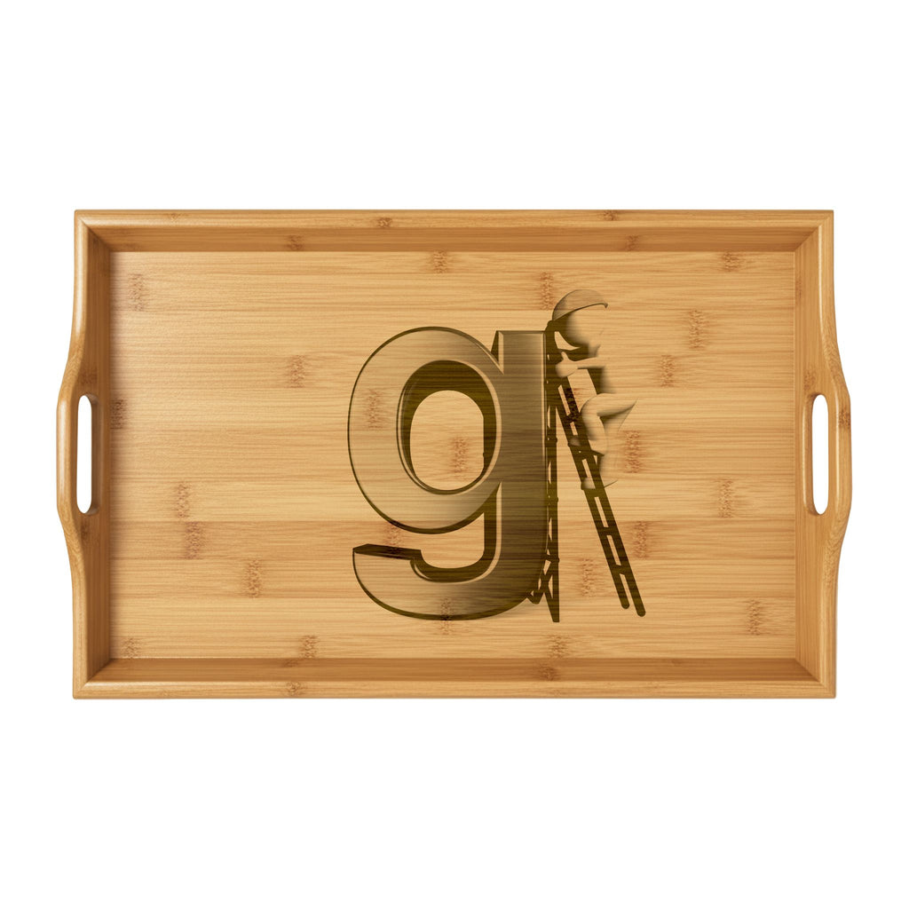 Number 9 Ladder Engraved Bamboo Serving Tray | Personalized Monogram Tray