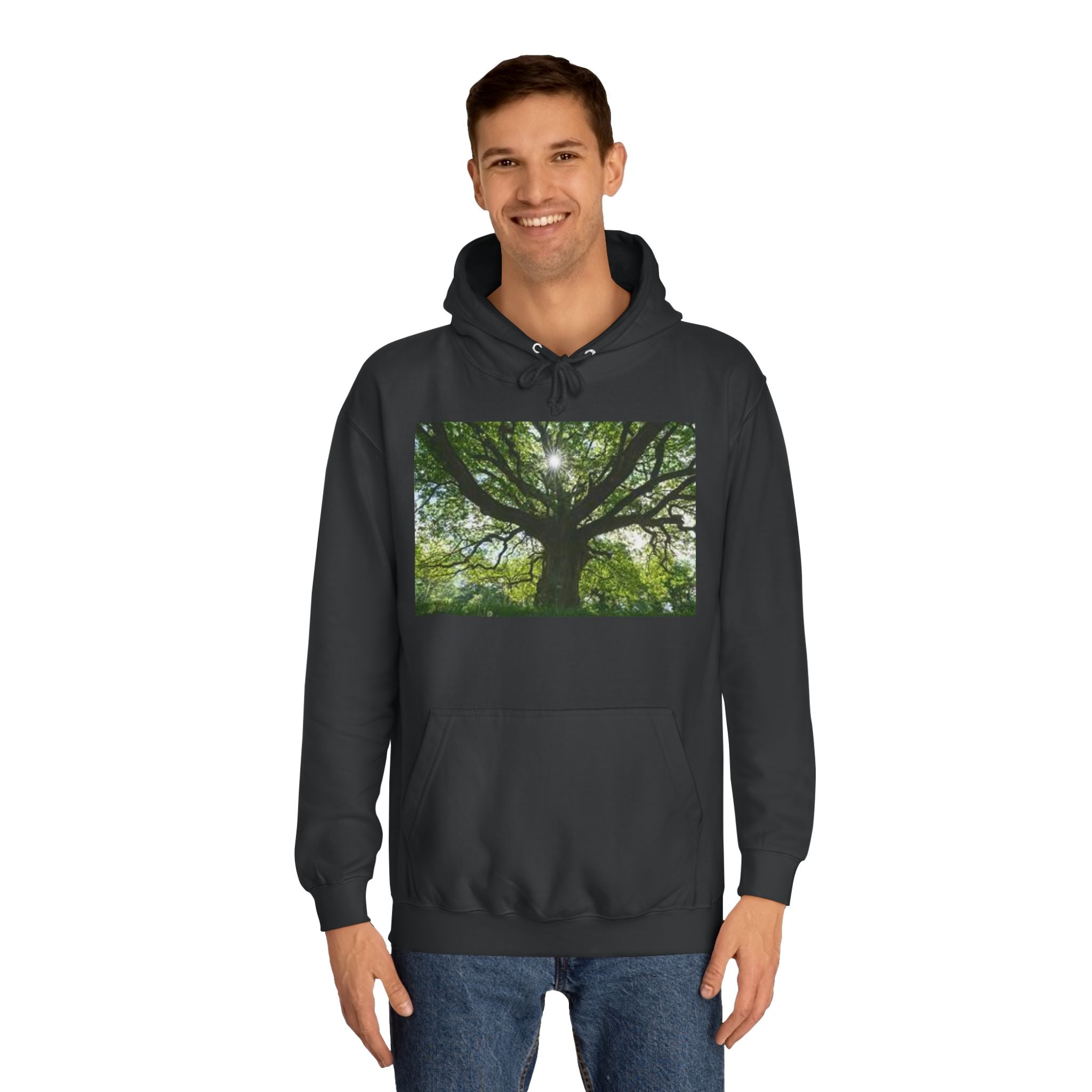 Sunlit Oak Tree Hoodie | Forest Nature Photography, Green Tree Sweatshirt
