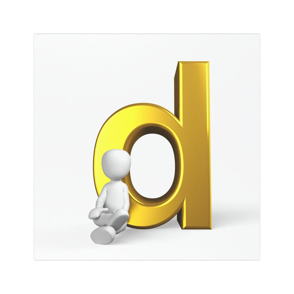Gold Letter D with Sitting Figure car magnet | Alphabet Initial Magnet