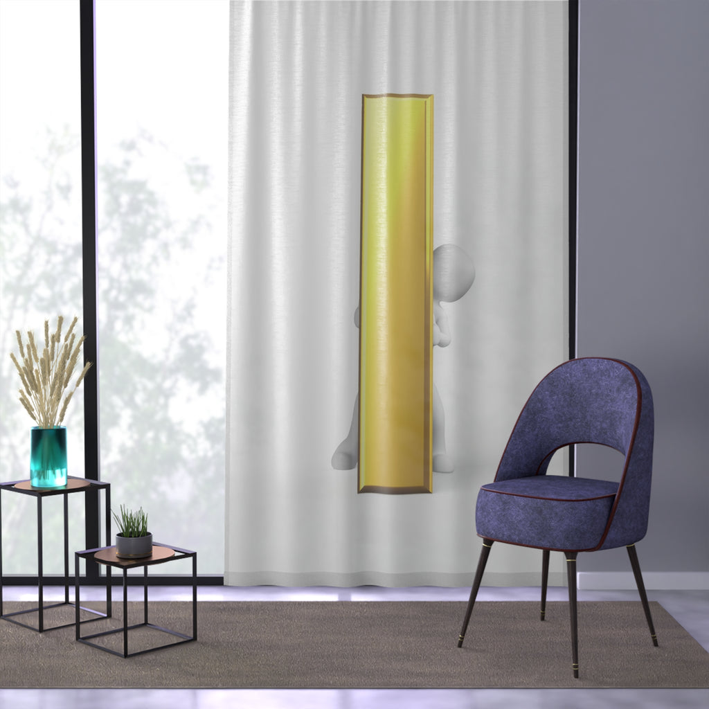 3D Gold Letter i Character Window Curtain | Sheer Decorative Panel