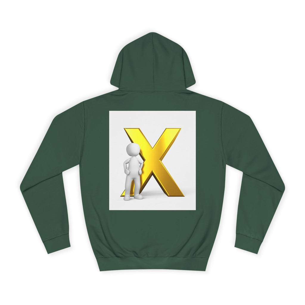 Golden Letter X Graphic Hoodie | 3D Stick Figure Initial X Sweatshirt