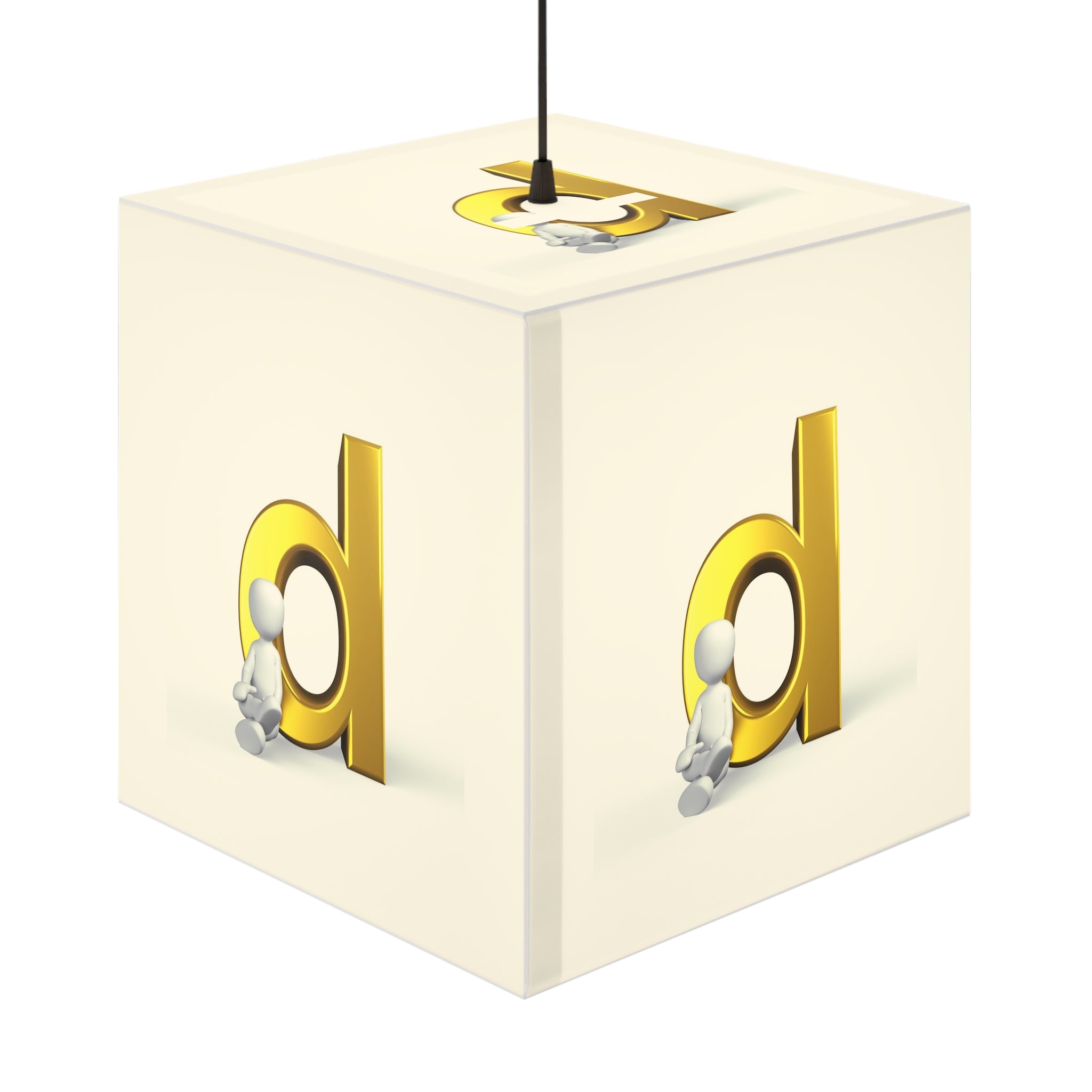 Lampe cube lumineux lettre D dorée | Veilleuse initiale alphabet